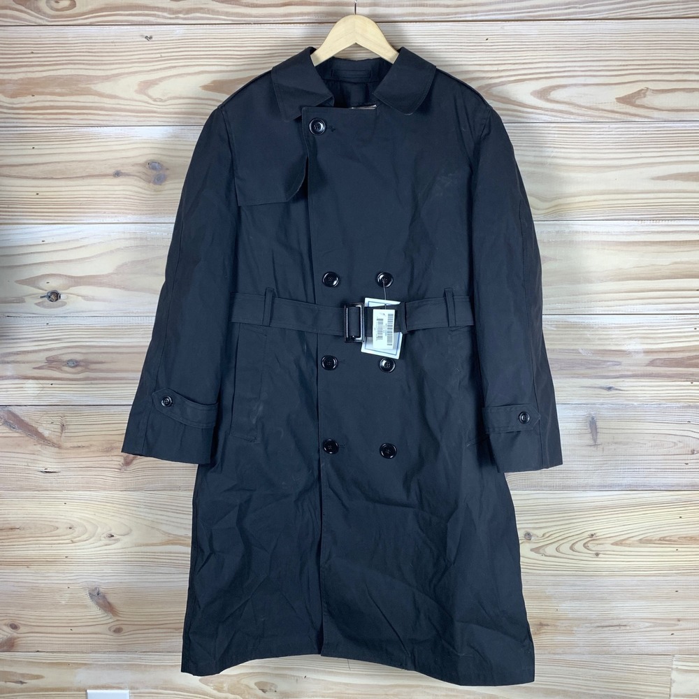 Defense Logistics Garrison Trench Coat 40S Black All Weather Belted Insulated